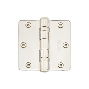 Emtek 94023 Heavy Duty Ball Bearing Hinges (Pair), 3-1/2" x 3-1/2" with 1/4" Radius Corners, Plated Steel